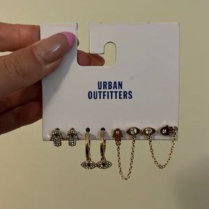 NEW UNUSED URBAN OUTFITTERS 4-piece GOLD EVIL EYE & FATIMA HAND EARRINGS